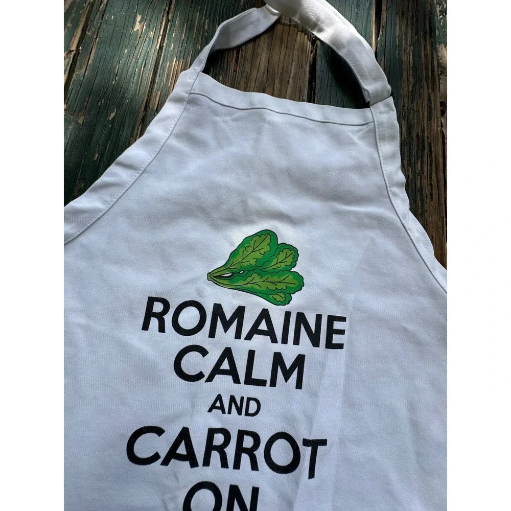 DayStar Romaine Calm and Carrot On White Bib Apron with Pockets Made in USA
